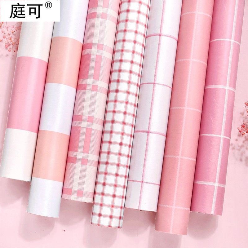 粉色少女心PVC墙纸自粘卧室温馨少女生宿舍寝室装饰自贴壁纸格子,淘宝优惠券,粉丝福利购,淘宝优惠卷