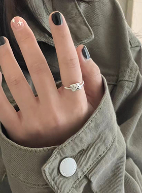 s925纯银可爱修狗戒指女