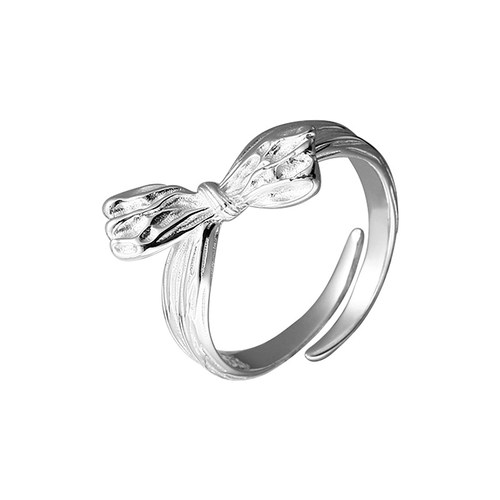 s925纯银蝴蝶结戒指女轻奢气质甜美开口指环ins小众设计感食指戒 - 图3