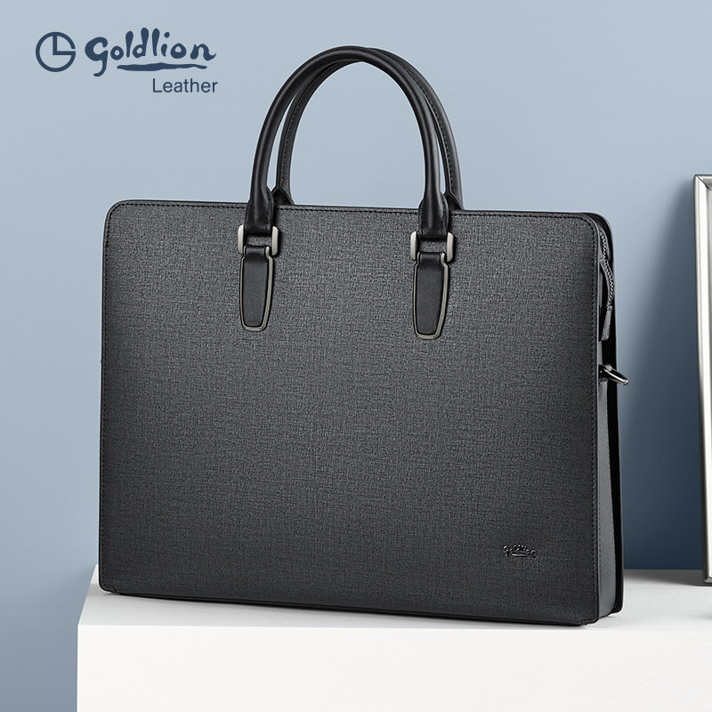 金利来公文包男2023新款牛皮文件袋 金利来箱包男士包袋