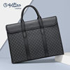 Goldlion's new business large-capacity handbag men's cowhide light luxury printing fashion PVC briefcase trendy men's bag