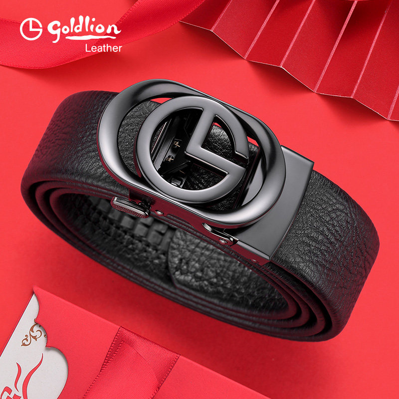 金利来新款皮带男真皮简约商务牛皮裤带时尚青年自动扣腰带潮