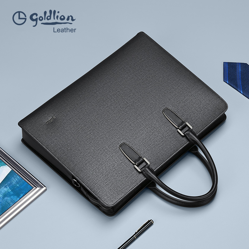 金利来公文包男2023新款牛皮文件袋 金利来箱包男士包袋