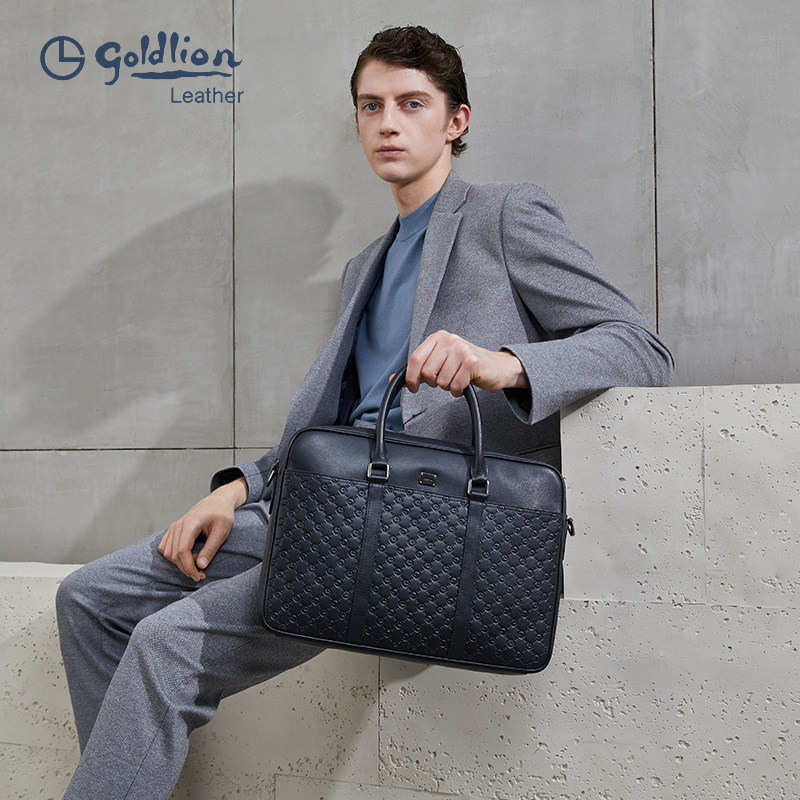 金利来商务真皮手提包压花纹公文包 金利来箱包男士包袋