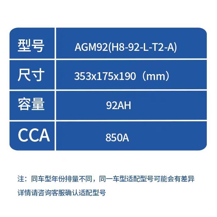 瓦尔塔AGM启停电瓶92AH汽车蓄电池适配帕拉梅拉奥迪Q5/A4L宝马3系-图3