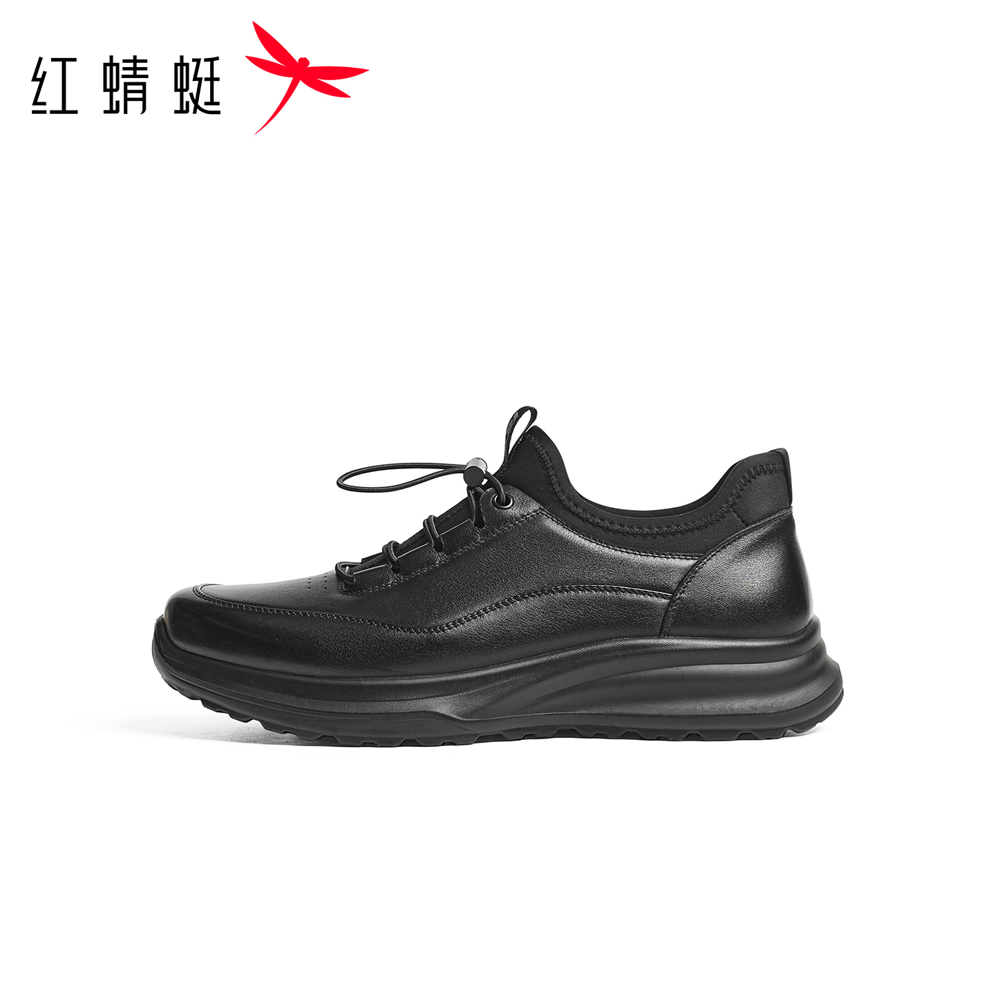 红蜻蜓休闲皮鞋2026春季新款男鞋真皮男士休闲运动鞋爸爸中年人鞋 - 图0