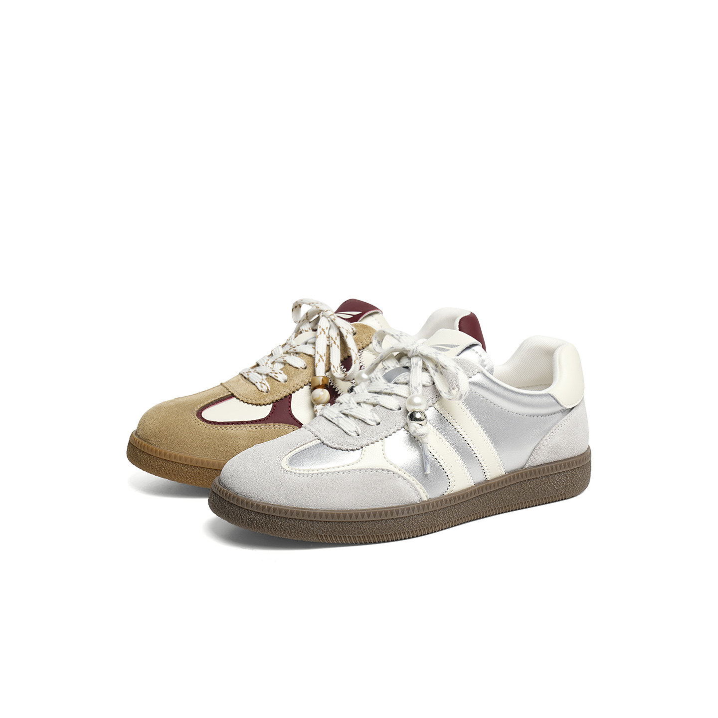 红蜻蜓银色德训鞋女款春秋女鞋鞋子平底休闲板鞋运动跑步阿甘鞋女,淘宝优惠券,粉丝福利购,淘宝优惠卷