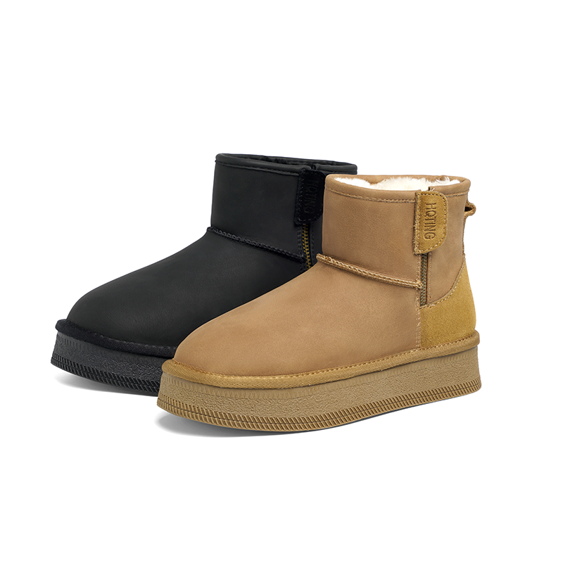 红蜻蜓绒绒雪地靴冬季新款女加绒加厚一脚蹬棉鞋保暖防滑厚底短靴