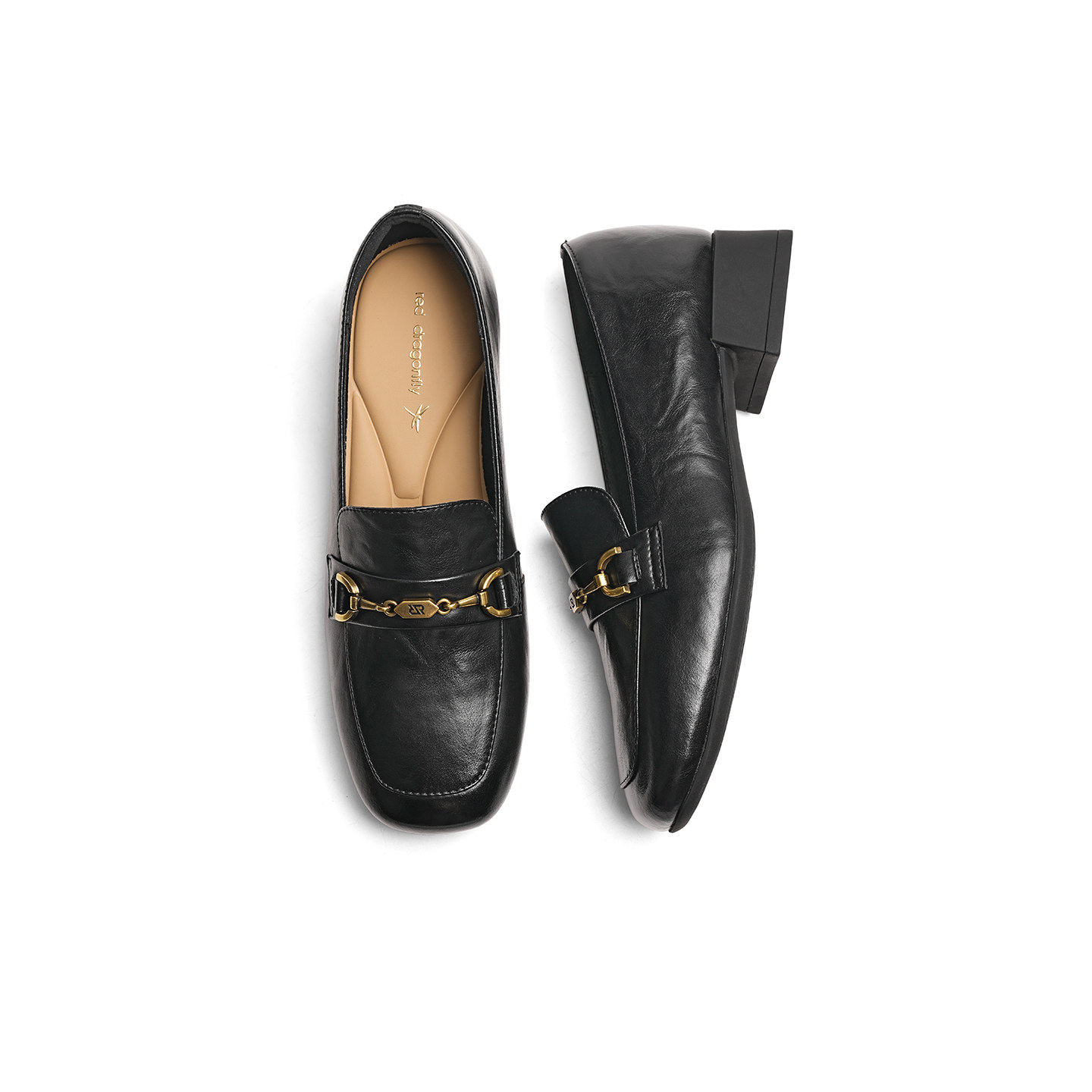 红蜻蜓乐福鞋女春季新款女鞋黑色通勤单鞋气质妈妈鞋子中跟小皮鞋,淘宝优惠券,粉丝福利购,淘宝优惠卷