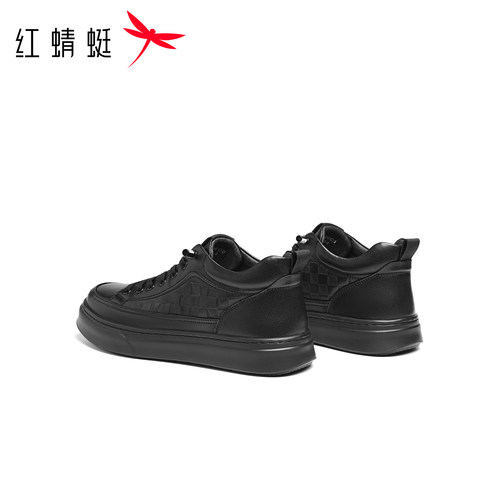 红蜻蜓休闲板鞋2025秋冬新款男鞋平底系带时尚休闲鞋加绒保暖男鞋 - 图2