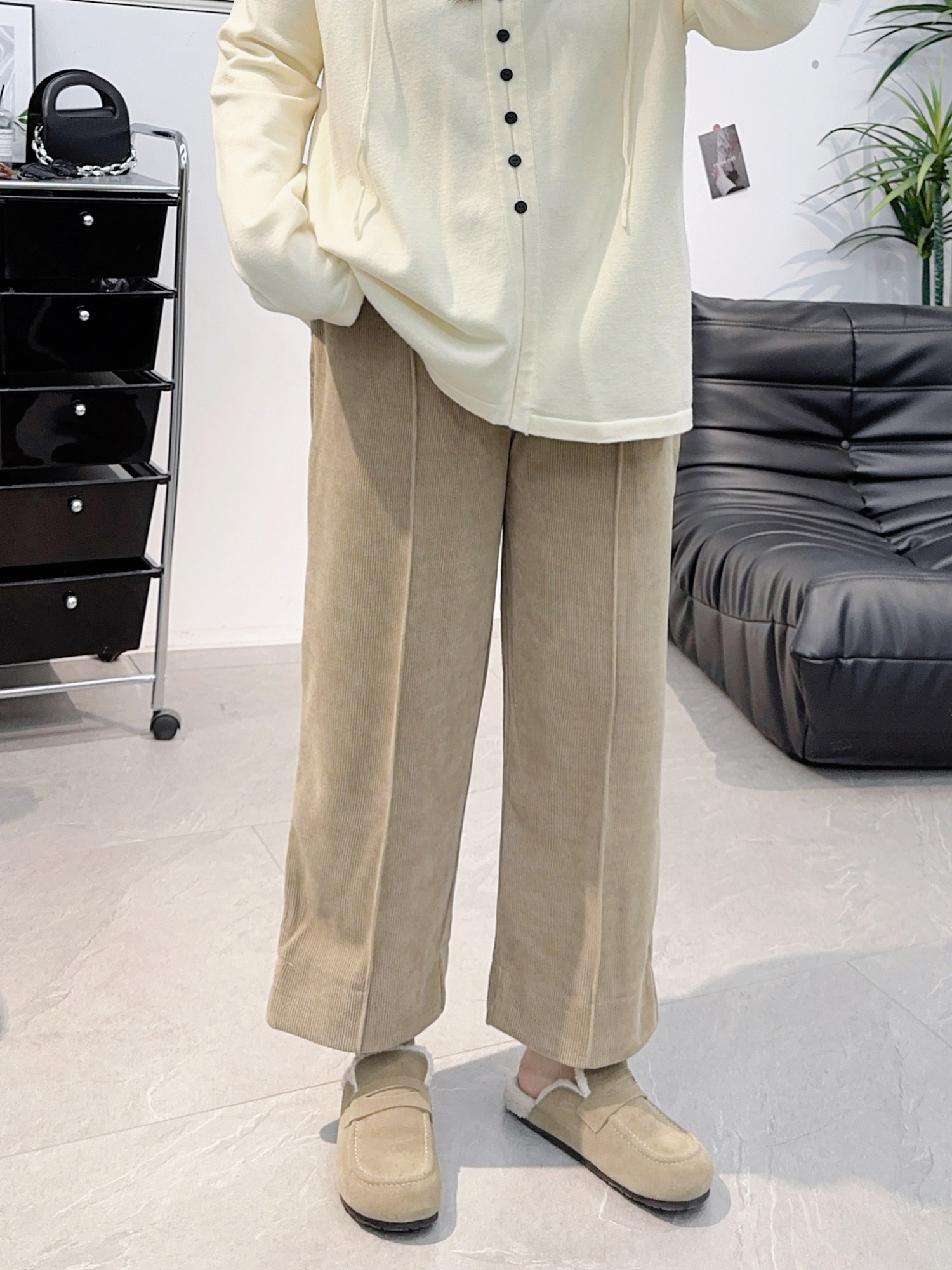 宛宛大码秋冬新款灯芯绒高腰休闲裤女直筒裤胖mm遮肉显瘦阔腿裤子,淘宝优惠券,粉丝福利购,淘宝优惠卷