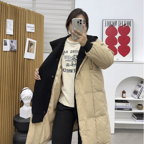大码胖MM大翻领羽绒服女冬季2024新款韩系中长款保暖白鸭绒外套潮 - 图0