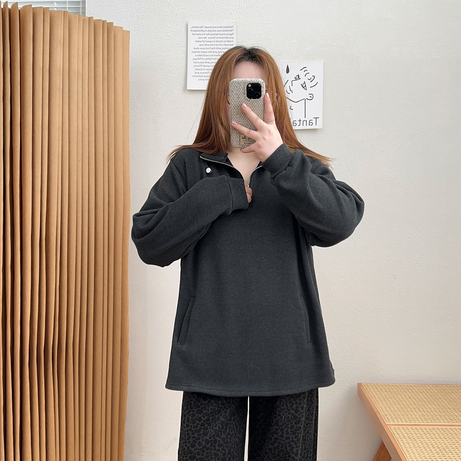 宛宛大码胖mm200斤秋冬高级感洋气半拉链连帽加绒保暖卫衣女上衣,淘宝优惠券,粉丝福利购,淘宝优惠卷