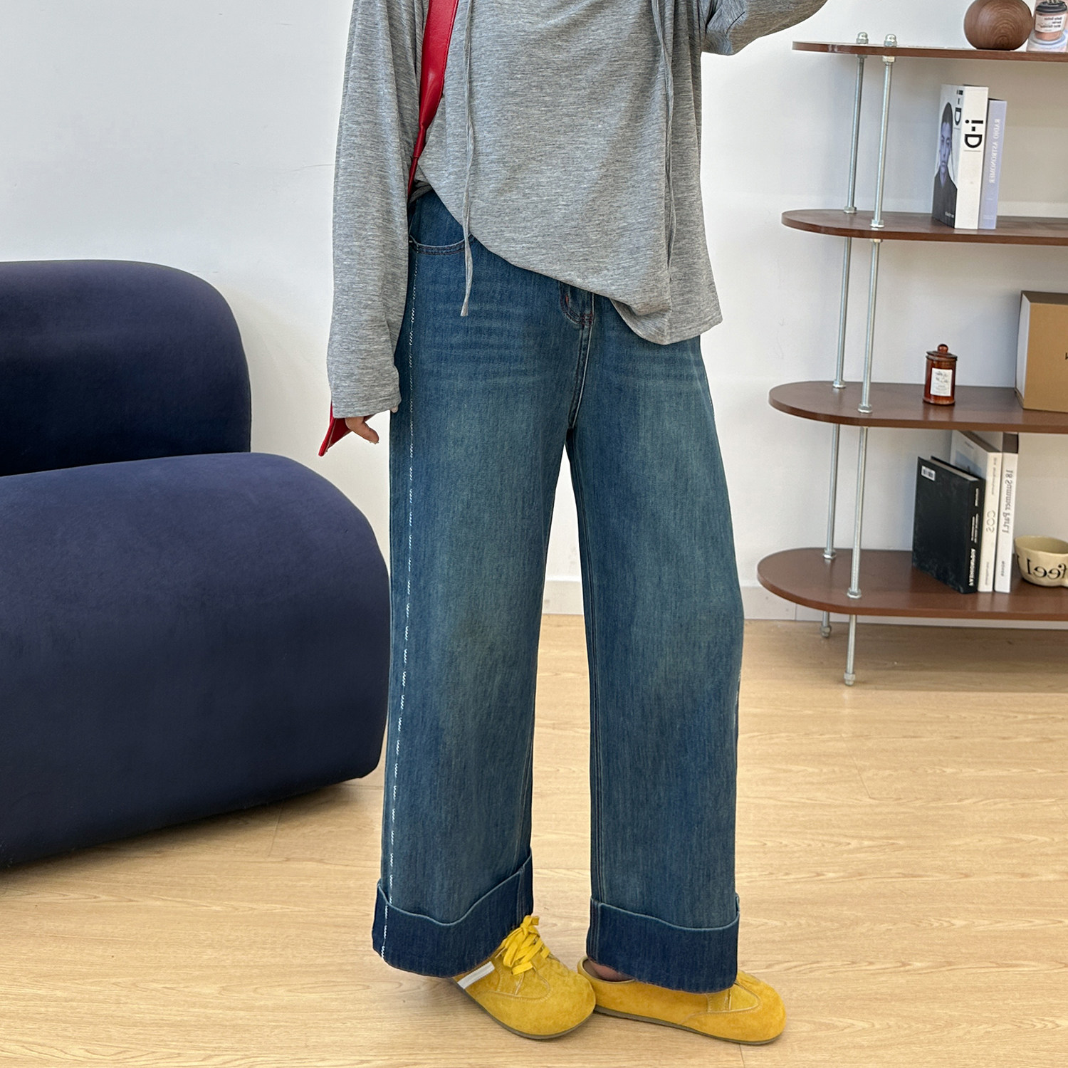 宛宛大码早秋九分直筒牛仔裤女胖mm梨形身材高腰宽松显瘦阔腿裤子,淘宝优惠券,粉丝福利购,淘宝优惠卷