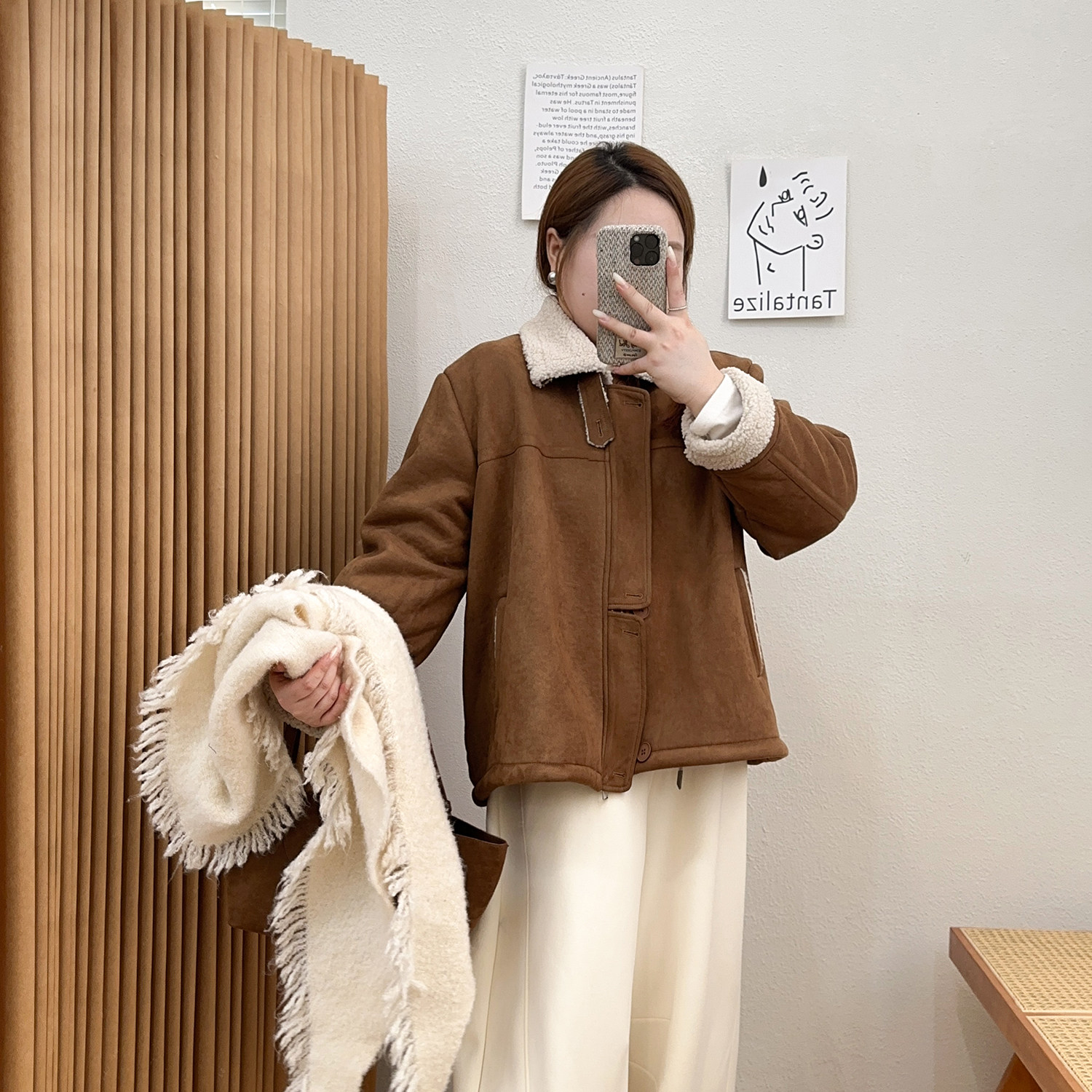 宛宛大码女装羊羔毛外套女秋冬季皮毛一体宽松胖mm短款麂皮绒夹克,淘宝优惠券,粉丝福利购,淘宝优惠卷