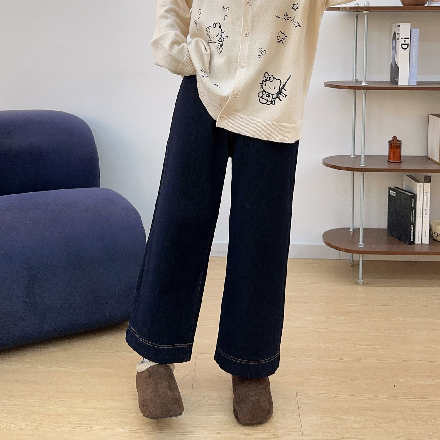 宛宛大码秋冬加绒直筒牛仔裤女胖mm梨形身材显瘦遮肉阔腿九分裤子,淘宝优惠券,粉丝福利购,淘宝优惠卷