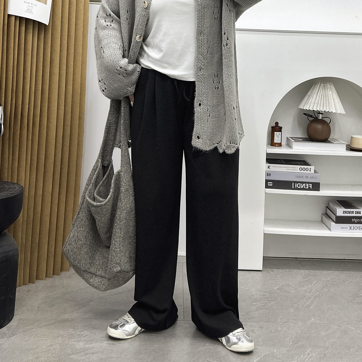 深灰色裤子糯米裤女款春秋大码梨形身材显瘦慵懒风阔腿直筒休闲裤,淘宝优惠券,粉丝福利购,淘宝优惠卷