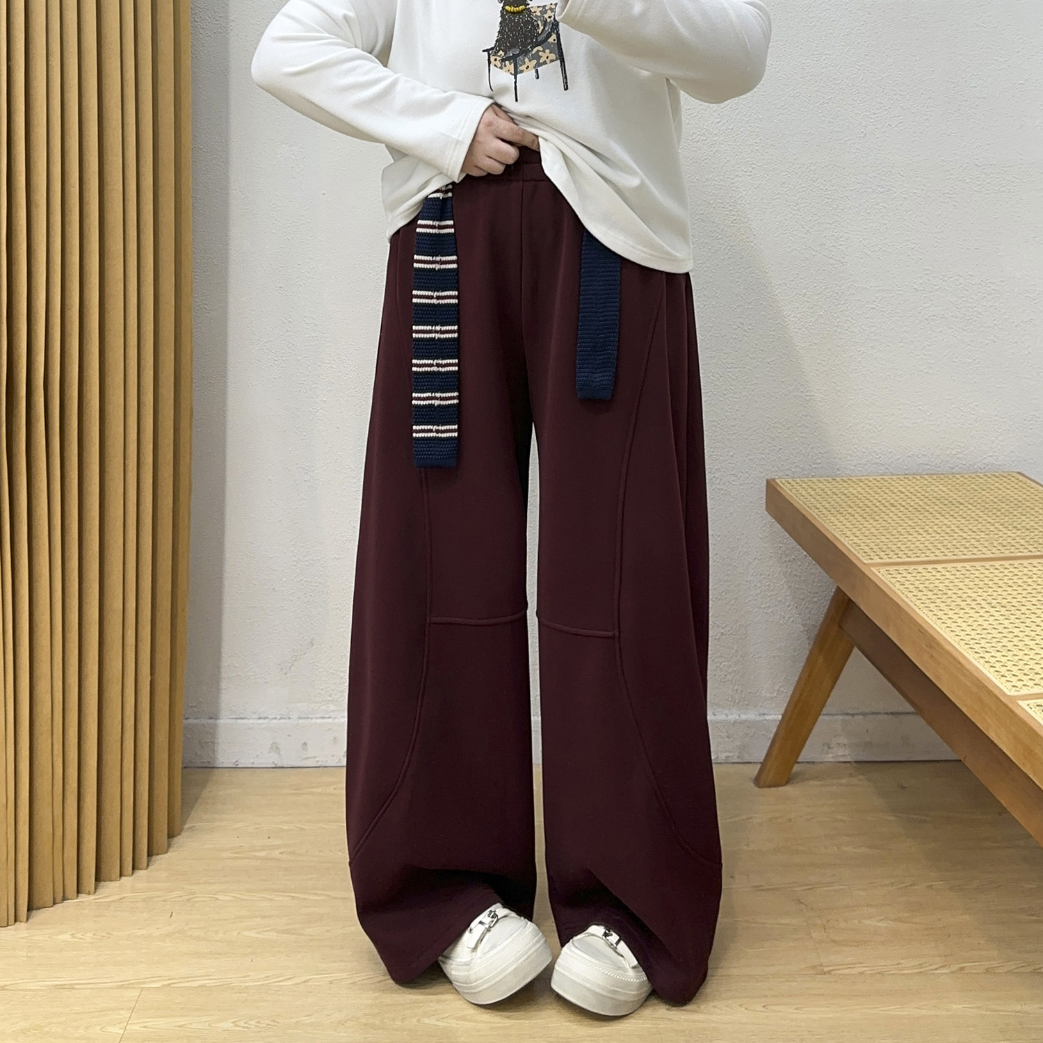 大码黑色弯刀裤女秋冬加绒胖mm梨型身材高腰宽松显瘦阔腿运动卫裤,淘宝优惠券,粉丝福利购,淘宝优惠卷