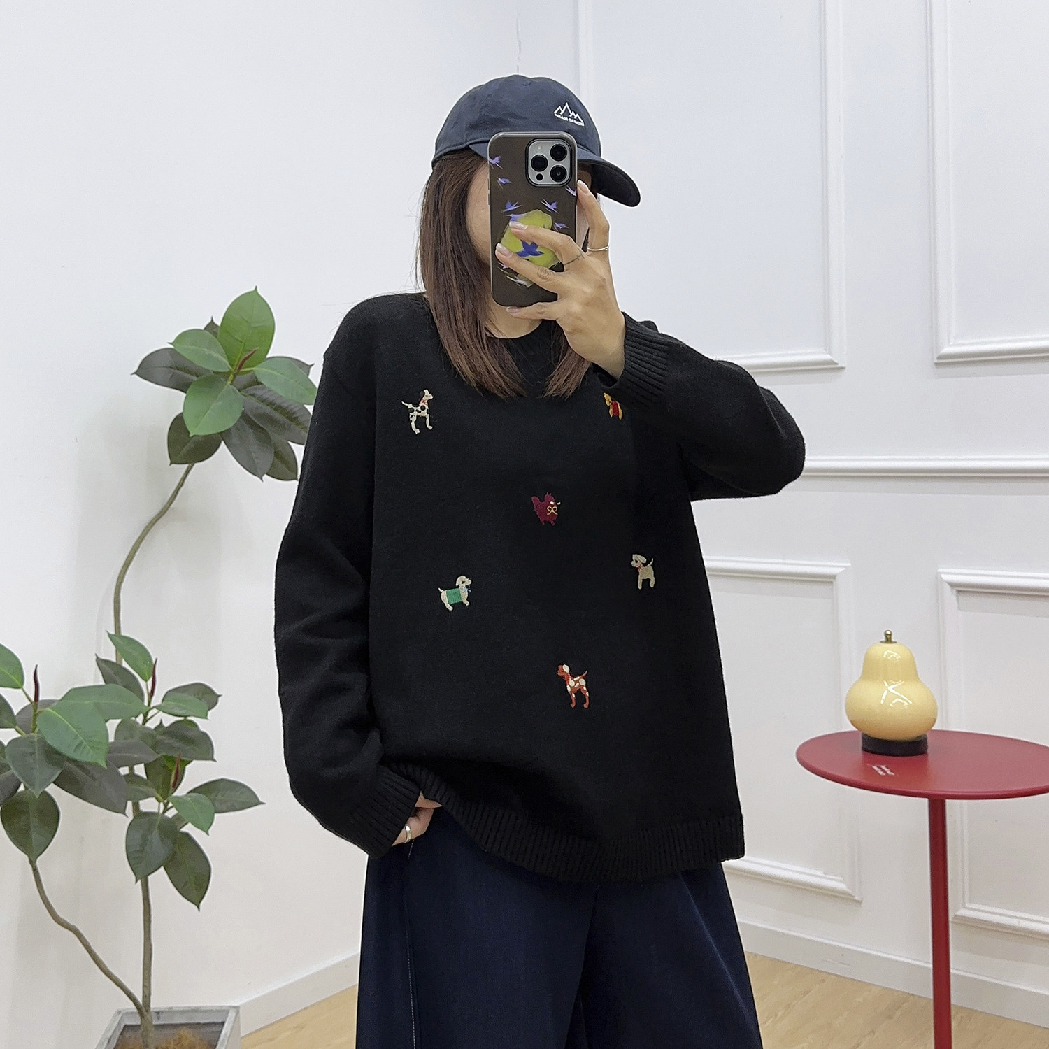 宛宛大码刺绣毛衣女宽松慵懒感针织衫秋冬新款胖mm休闲上衣显瘦潮,淘宝优惠券,粉丝福利购,淘宝优惠卷