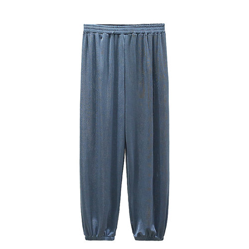 夏季女薄款大码哈伦裤胖mm200斤加肥九分宽松束口冰丝休闲灯笼裤 - 图3