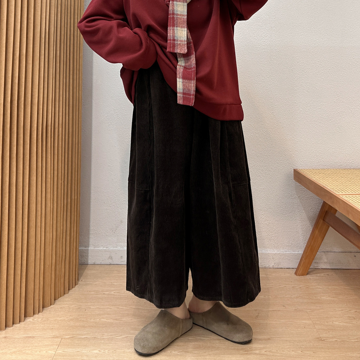 宛宛大码女装宽松条绒八分裤女2025秋冬新款胖mm小个子休闲阔腿裤,淘宝优惠券,粉丝福利购,淘宝优惠卷