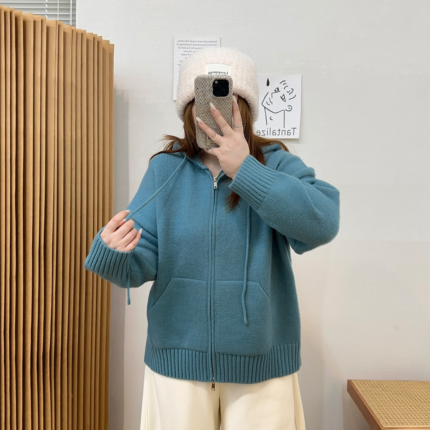 宛宛大码女装2025冬季新款胖mm设计感毛衣显瘦200斤连帽针织开衫,淘宝优惠券,粉丝福利购,淘宝优惠卷