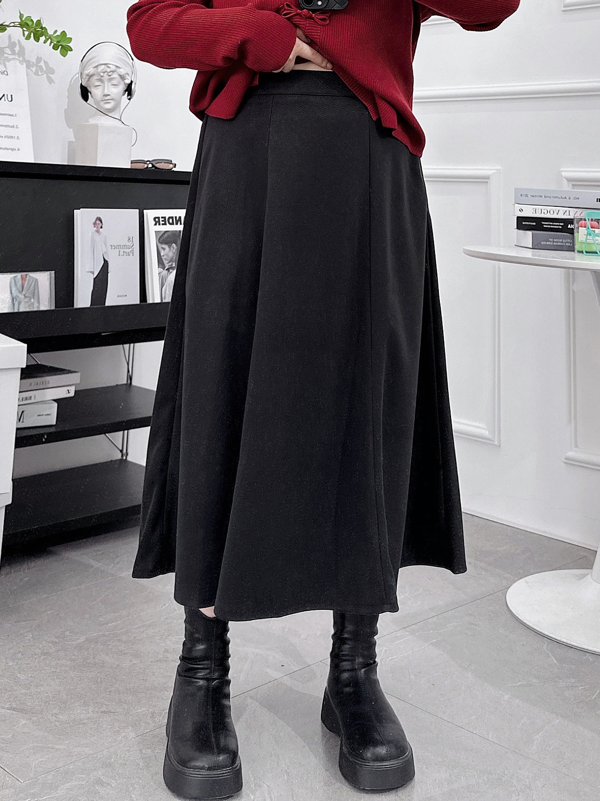 大码胖mm毛呢半身裙女秋冬新款显瘦遮胯高腰中长款a字伞裙子百搭,淘宝优惠券,粉丝福利购,淘宝优惠卷