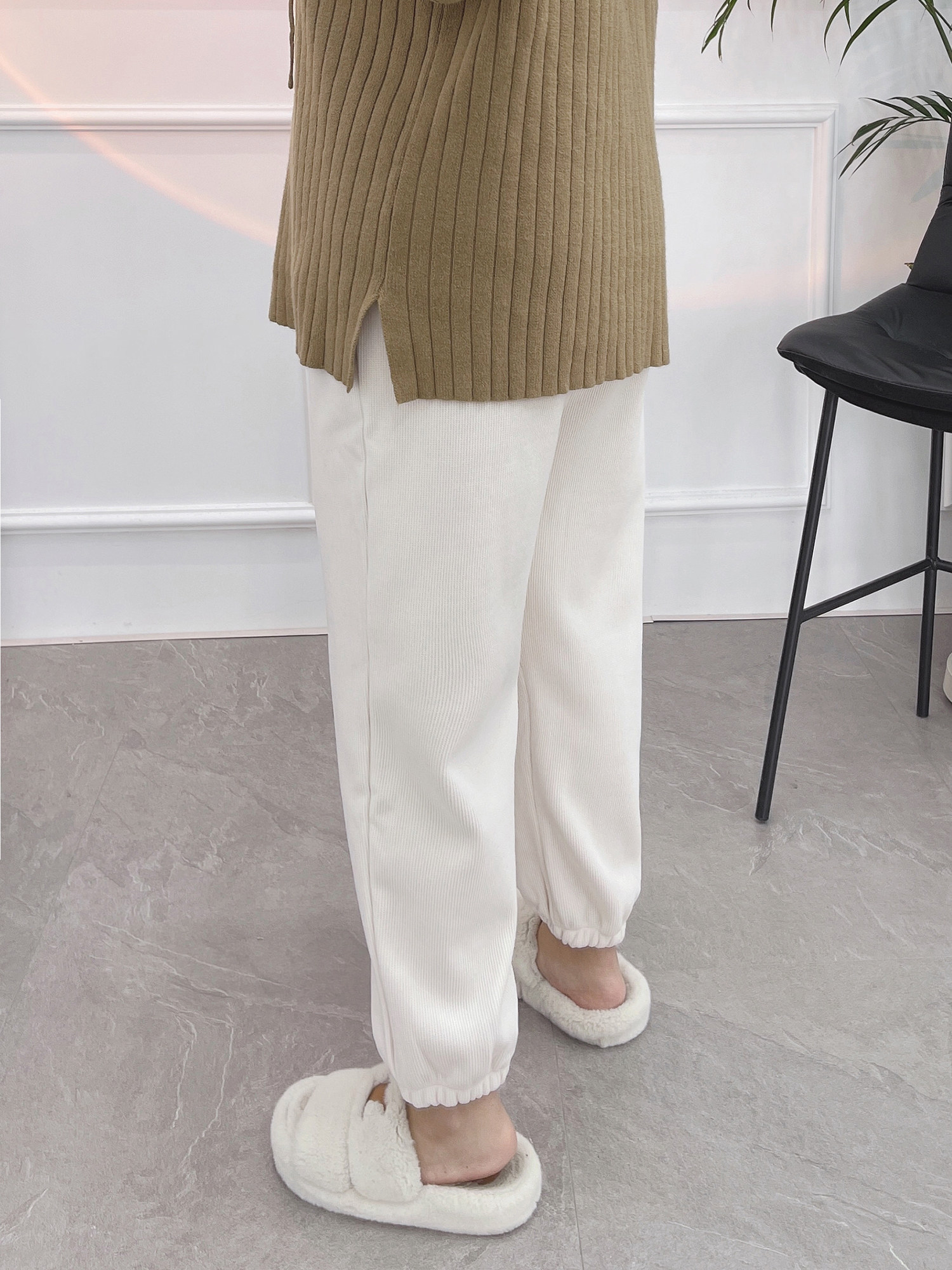 大码哈伦老爹裤女冬季2022新款条绒裤子加绒加厚胖mm显瘦运动卫裤,淘宝优惠券,粉丝福利购,淘宝优惠卷