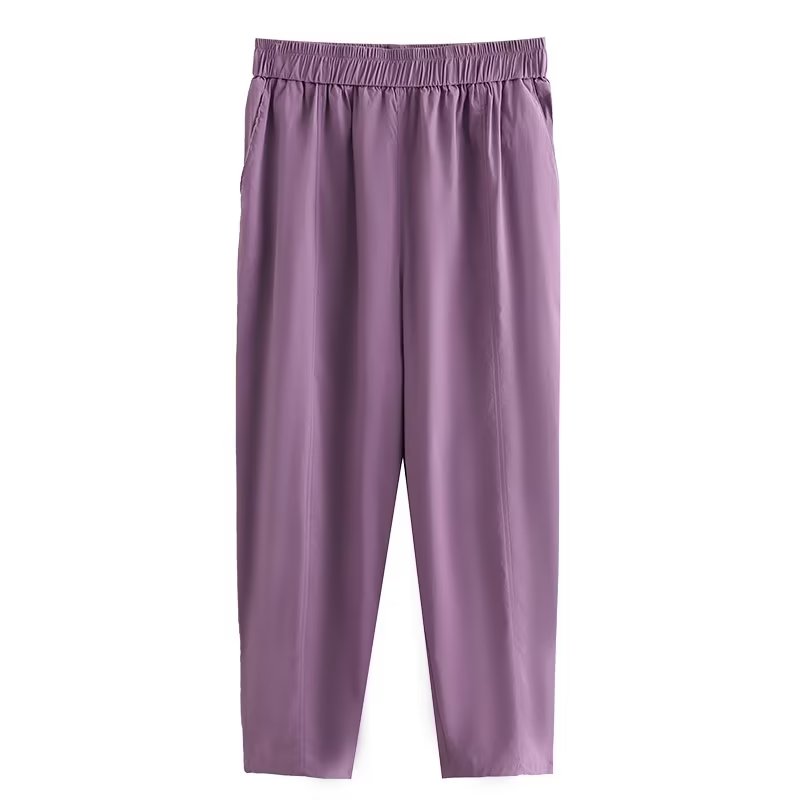 夏季薄款速干萝卜裤子女2023新款大码哈伦裤胖mm显瘦九分裤小个子 - 图3