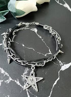 无合金PU皮麻花女嘻合项链夜店