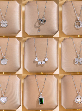 轻奢银色满钻蝴蝶结锁骨链女款