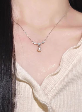 单颗小珍珠锆石锁骨链女名媛百搭
