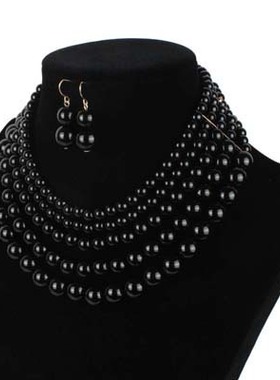 欧美轻奢饰品简约长款仿珍珠多层项链跨境复古礼服宴会毛衣链