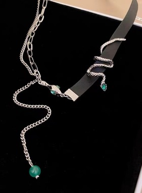 黑色choker项圈女颈带配饰锁骨链朋克风灵蛇颈链颈圈甜酷辣妹项链