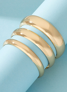 跨境配饰新款时尚手饰圆弧光面闭口素圈精美手镯套装组合饰品