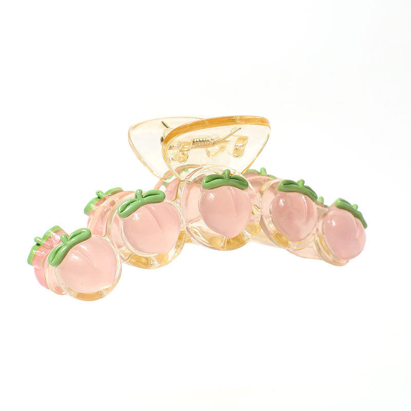 透明粉色水蜜桃抓夹ins风甜美日韩后脑勺盘发夹子大号鲨鱼夹头饰,淘宝优惠券,粉丝福利购,淘宝优惠卷