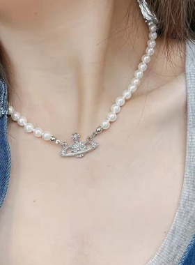 西太后vivienne薇薇安土星珍珠项链女锁骨链nana朋克颈链直播