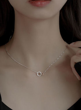 925镀银环环相扣项链女锁骨链性冷淡风ins简约气质轻奢小众设计感