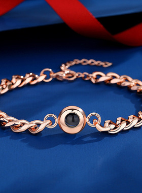 钛钢高清投影手链100种语言我爱你韩版简约女饰图片投影 定 制