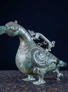 礼品仿古鸟尊桌面青铜器摆件