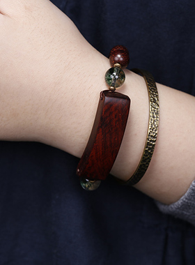 民族风印度小叶紫檀老料佛珠手链混搭幽灵水晶手串女简约气质百搭