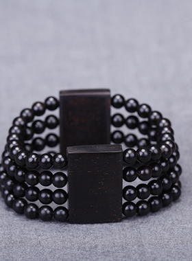 民族风佛珠手串男紫光檀黑檀四圈手排手链女简约气质潮流个性百搭