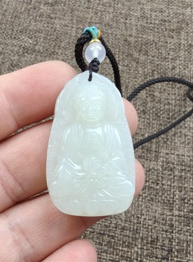 新疆和田玉青海山料青白玉原石雕刻挂件阿弥陀佛保真支持全国复验