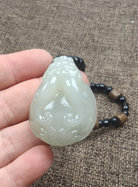 天然新疆和田玉青海山料青白玉手工雕刻把件龙龟保真支持全国复验