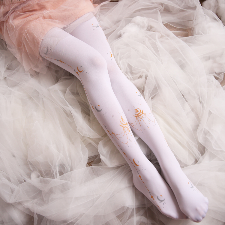 日系洛丽塔Lolita美少女连裤袜不透肉烫金打底丝袜高个子动漫打底 - 图2