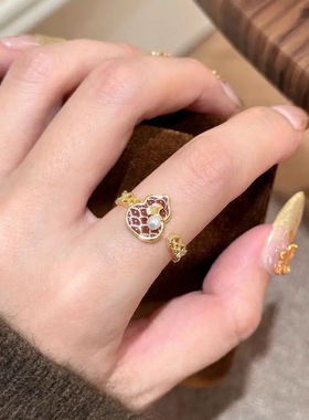 葫芦滴釉珍珠戒指中式复古气质轻奢小众设计感百搭食指叠戴指环