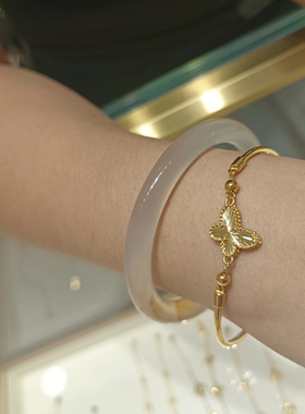 金色蝴蝶通体钛钢半镯手链气质轻奢新中式精致甜美风高级感手饰