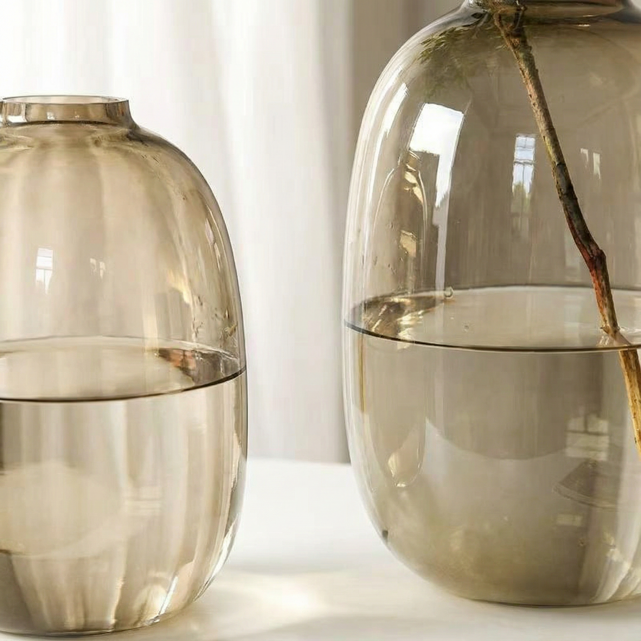 玻璃花瓶轻奢高级感大肚摆件插花客厅透明吊钟南天竹玄关极简鲜花,淘宝优惠券,粉丝福利购,淘宝优惠卷