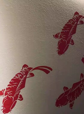 新年喜庆红色鲤鱼墙贴 厨房防水磁砖玻璃贴餐厅酒店橱窗装饰贴纸
