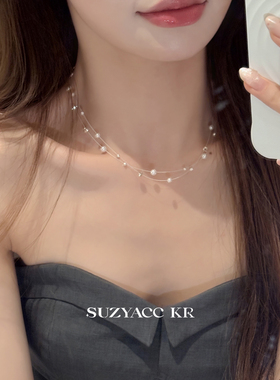 suzyacc kr仿珍珠满天星项链女高级轻奢小众锁骨链温柔气质颈链